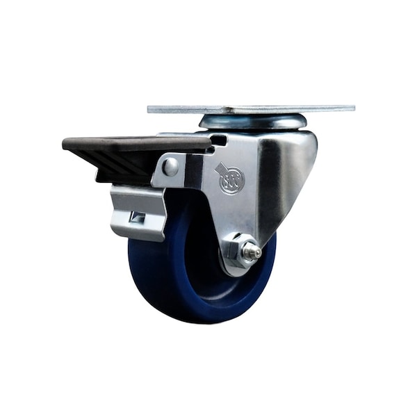 Service Caster 3'' Solid Poly Wheel Swivel Top Plate Caster Posi Brake SCC-20S314-SPUS-PLB - main